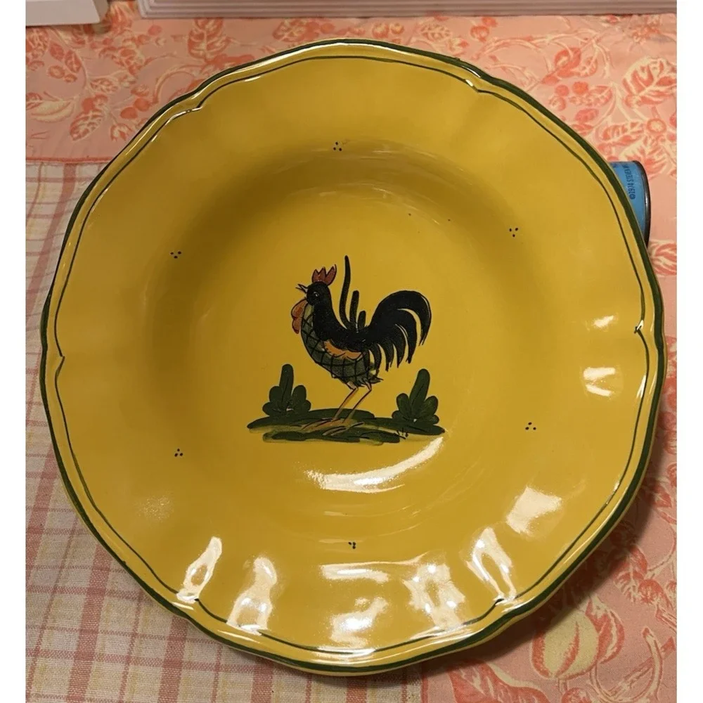Sur La Table Yellow Rooster Farm Soup Bowls Set‎ 2 Made in Italy Rustic Country